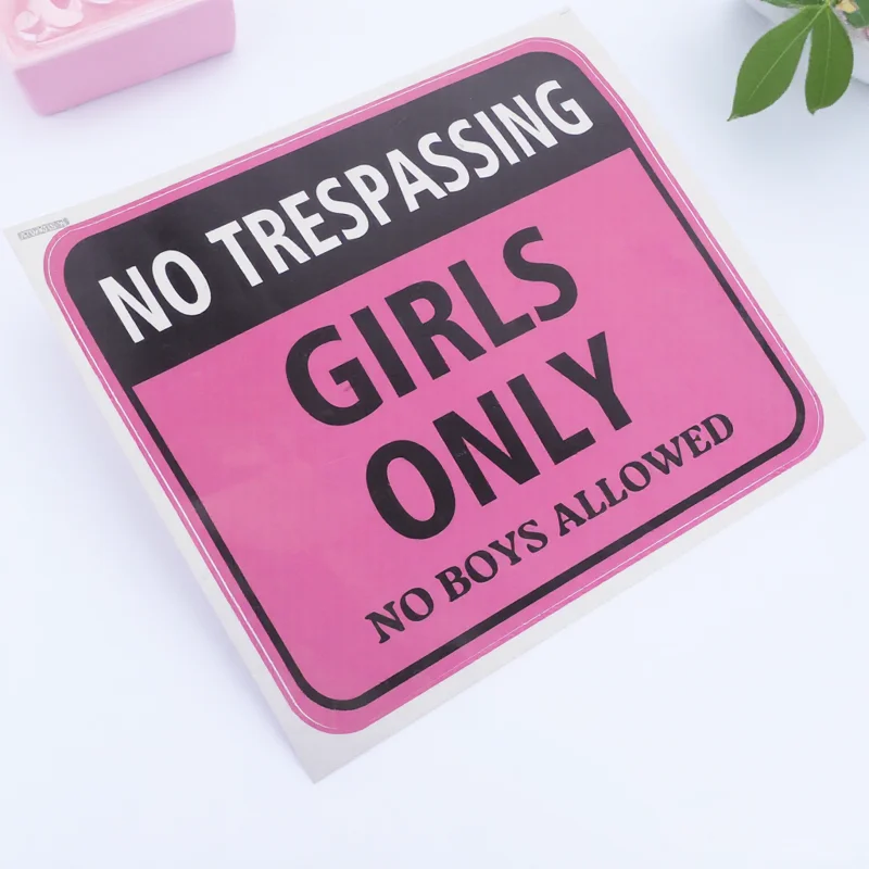 

Cute Sign No Trespassing Pvc Self Adhesive Bedroom Dorm Teen Damage Free Easy Application Art Bedroom Decor For Girls