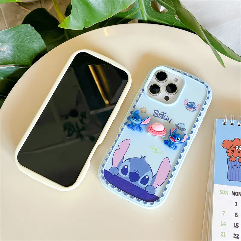 Kawaii Cartoon Disney 3D Doll Stitch Silicone soft shell Dustproof soil Phone Case For iPhone 16 Pro 15 14plus 13 11 12 ProMax