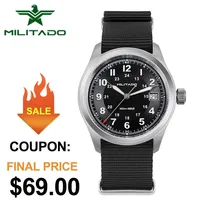 Reloj de cuarzo Militado ML08 Ronda 515, reloj de pulsera de zafiro con cúpula BGW9 luminoso, 10bar, resistente al agua, 38mm, relojes para hombre