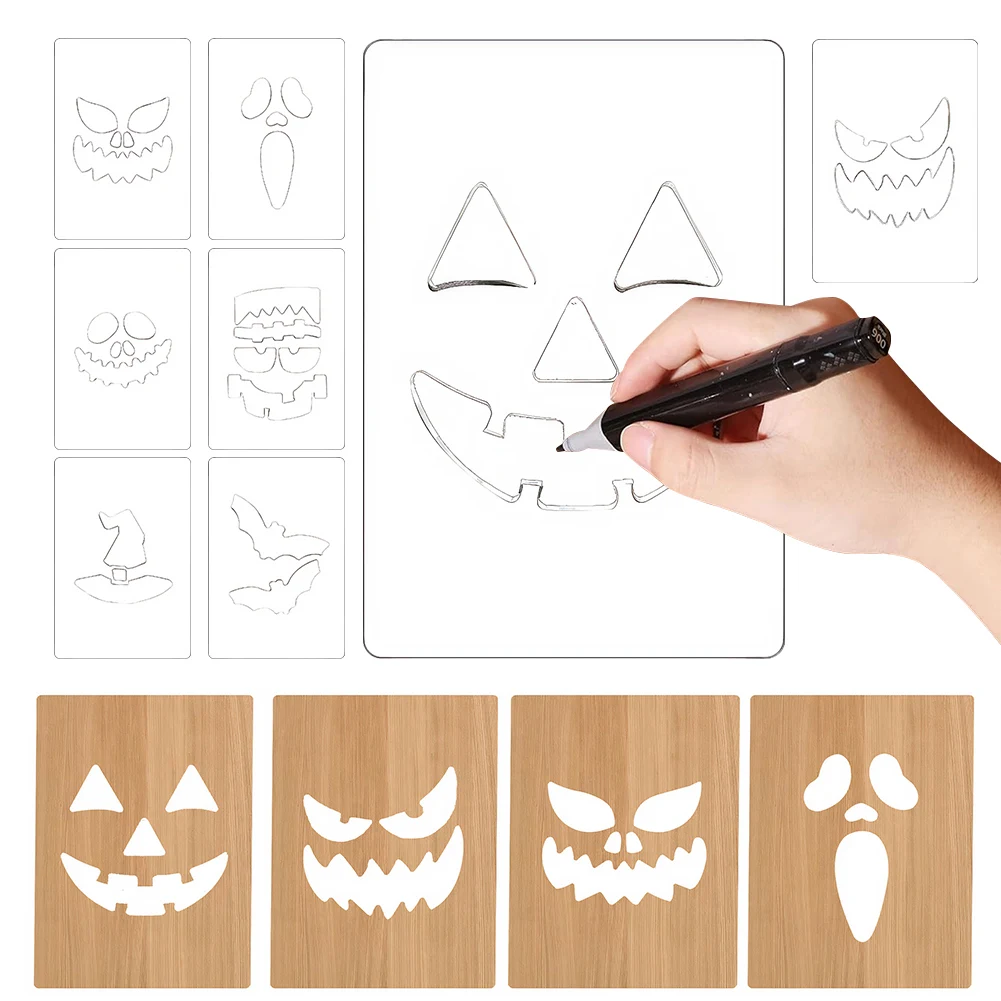 Plantillas de pintura decorativa con cara de murciélagos, calabaza de Halloween, troqueles de corte de Metal para manualidades, tallado de calabaza, paredes de madera, decoración artística