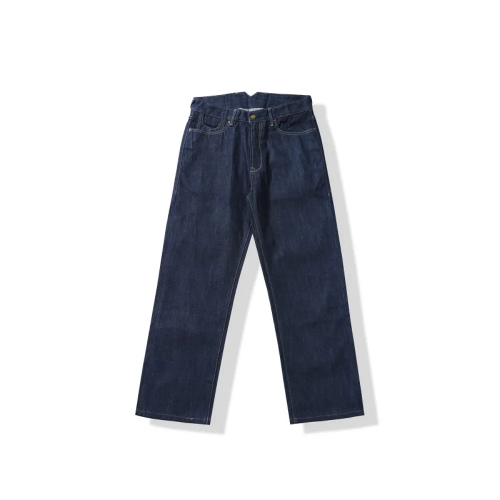 15.5oz Heavy Thick Primary Color Red Ear Straight Jeans Denning Denim Fake Binding Pants