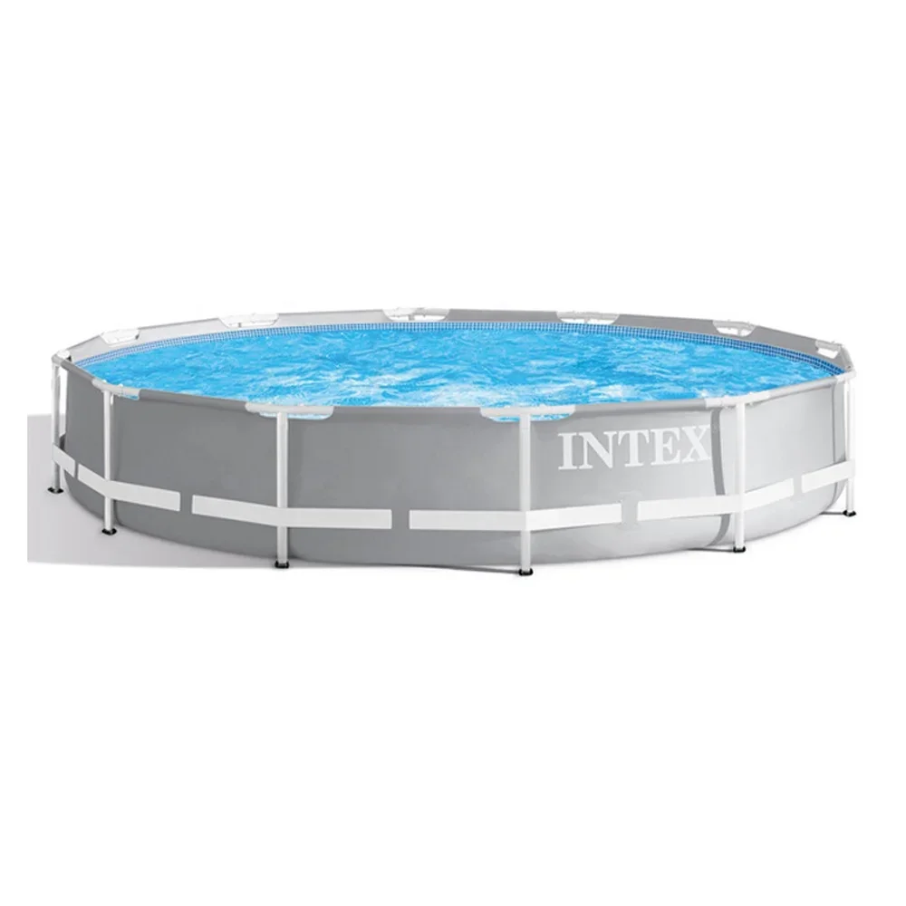 INTEX 26716 12FT X 39IN Prism Frame Premium Pool Set Above Ground Steel Round Swimming Pool