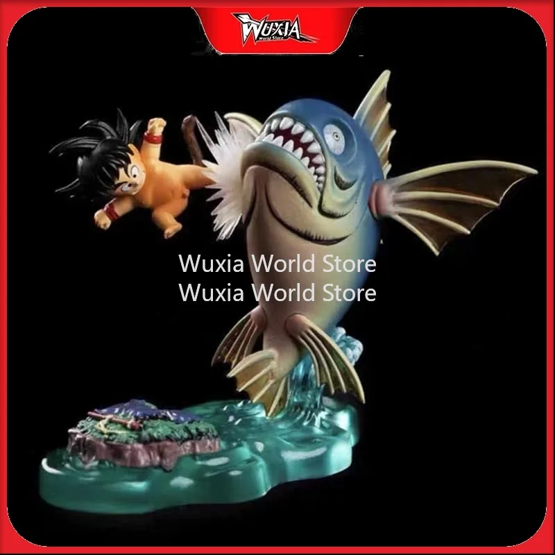 

6cm Son Goku Figure DRAGON BALL Kicks The Fish Anime Figures PVC Desktop Ornament Decoration Trendy Toy Best Gifts for Children