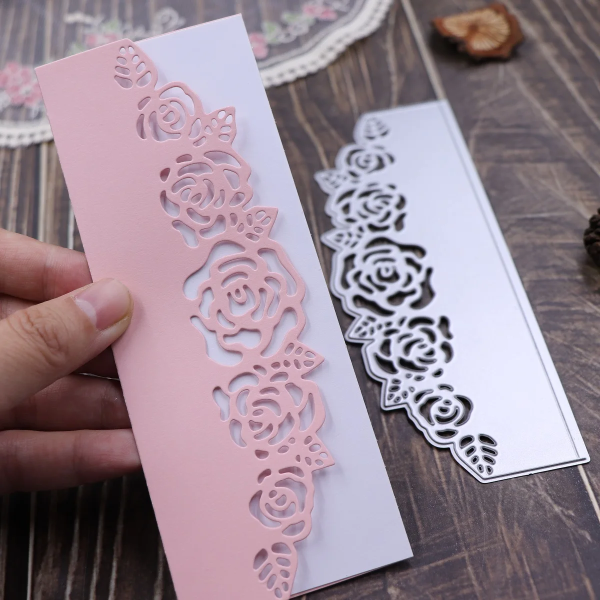 Rose Border Metal Dies Cutting for Scrapbooking Embossing DIY Manual Photo Album Decor Knife Mold New Craft Stencils 2024 New