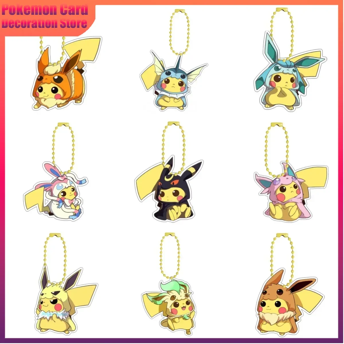 

Pokemon Gift Glaceon Sylveon Leafeon Eevee Self-Control Acrylic Cartoon Key Buckle Pendant Anime Classics Game Collection Toys