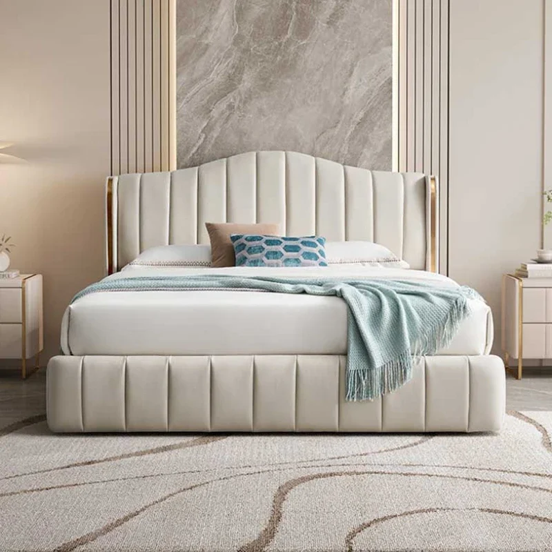 

Royal Master Double Bed Modern Whitr Wood Headboard Frame Double Bed Frame Aesthetic Cama Matrimonio Furniture For Bedroom