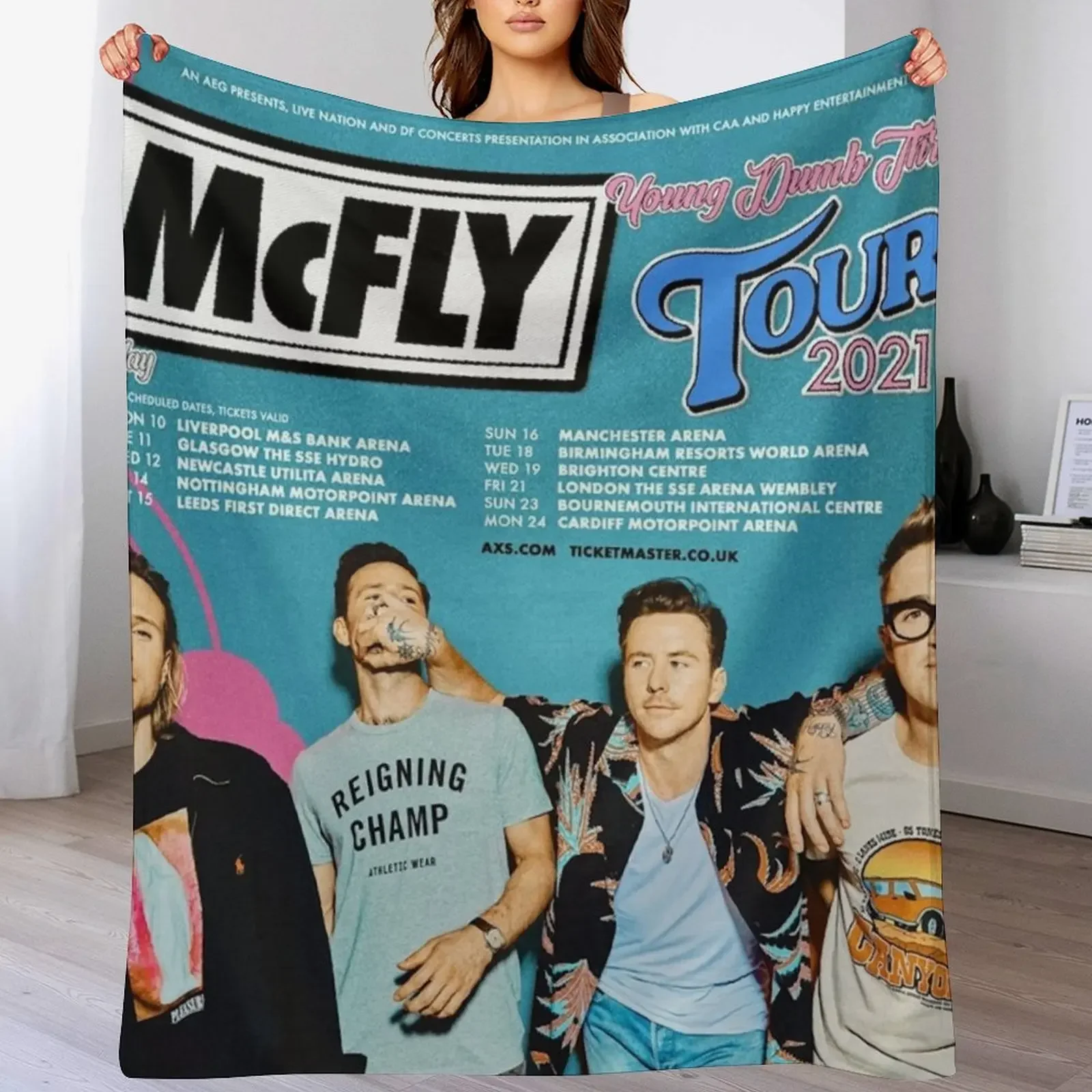 

Young Dumb Thrills Tour Poster Throw Blanket Warm Flannels Decorative Sofa Fashion Sofas Blankets