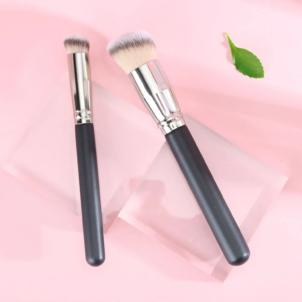 2 stuks Foundation Make-up Kwasten Ergonomische Vloeibare Crème Concealer Poeder Gezicht Blending Cosmetica Brush Tool voor Vrouwen Professional