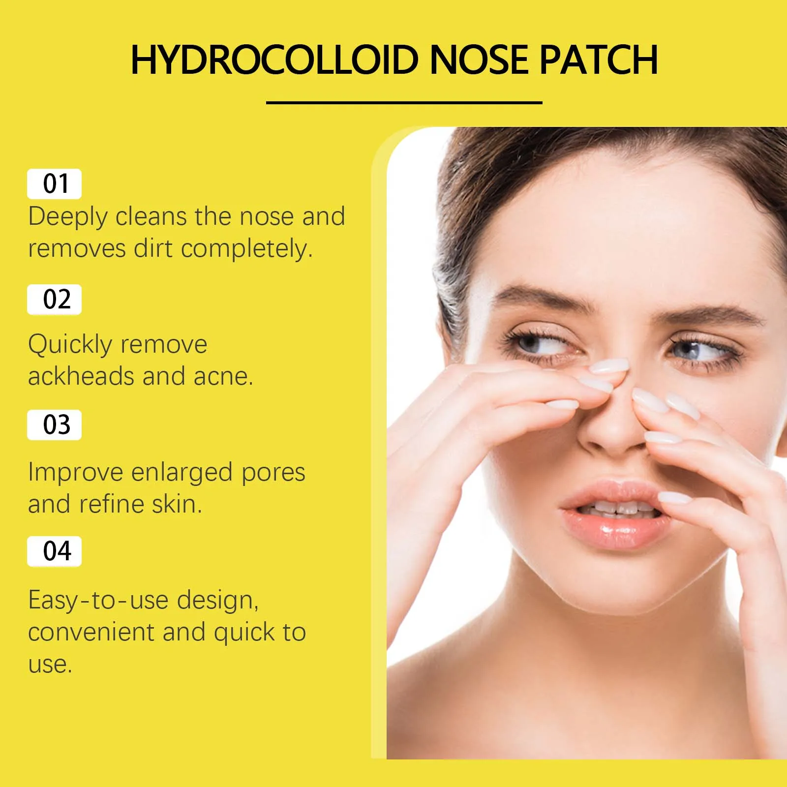 HOYGI 12-60PCS Hydrocolloid Nose Patches Blackhead Removal Nose Patch Deep Cleansing Pimples Pores Shrinking Skin Care Mask image 3