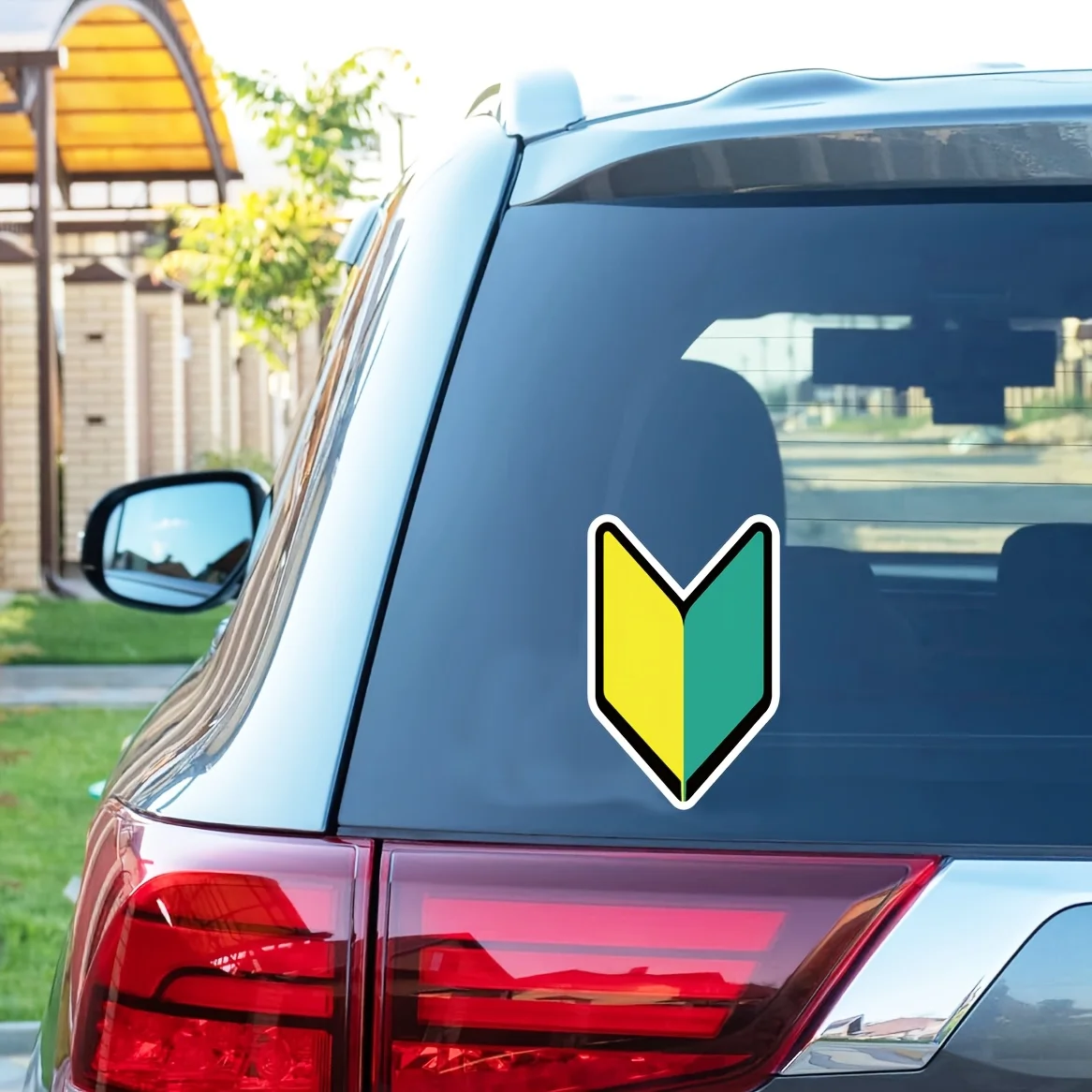 2PCS Japanese Beginner Driver Sticker Yellow Green Vinyl Decal Matte Car Window Bumper Safety Warning Decor