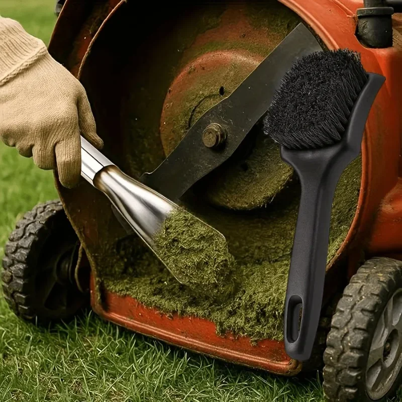 2-teiliges multifunktionales Gartenrasenmäher-Set mit Reinigungsschaber und Bürste