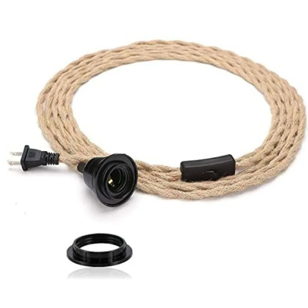 

1Set Vintage Hemp Rope Ceiling Light DIY Retro Pendant Lamp Perfect for Living Room Restaurant Home Decor Us Plug Coffee
