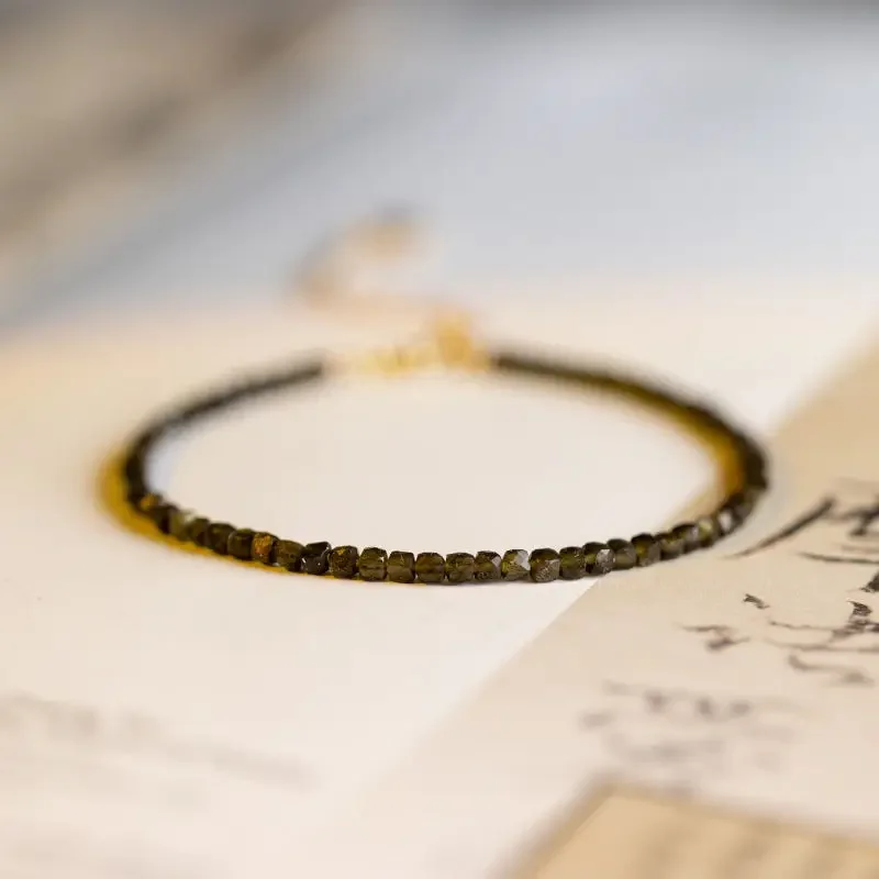 Lucky Ultra-fine 2mm Gold Obsidian Bracelet Female 14k Good Plating Lucky Beads Ultra-fine Summer Design Sense Niche Ins Gifts view 6