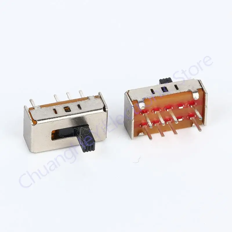 10PCS SS23D07 8 PINS 3 Position 2P3T Toggle Switch Double Vertical Sliding Switch Handle Length:3MM/4MM/5MM Bracket