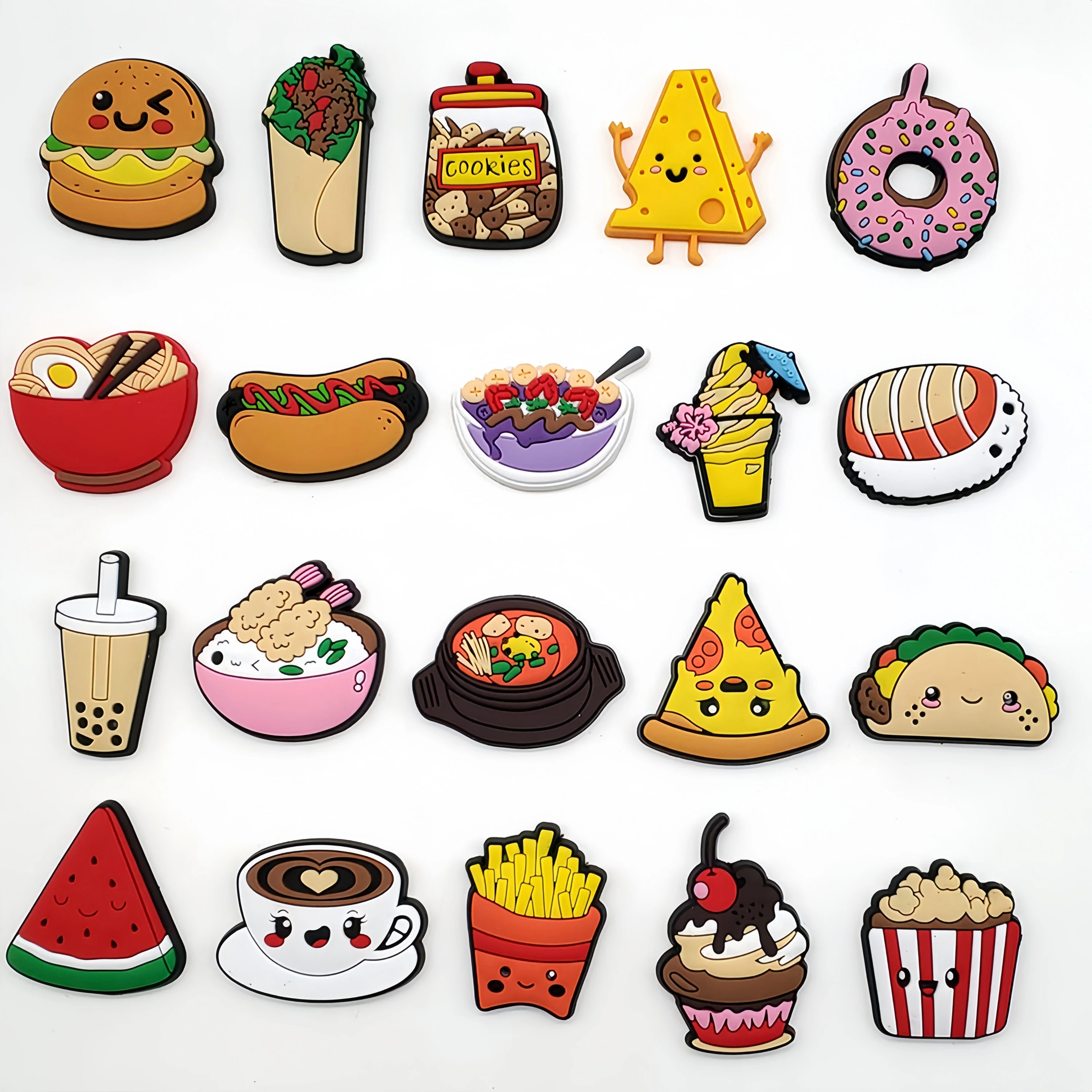 20-Pack Food Series Croc Charms - PVC Shoe Decor for Sandals, Beach Bags & Garden Shoes - DIY Accessories