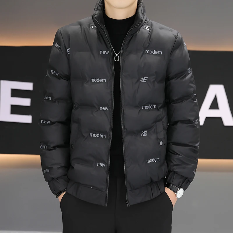 

Зимняя мужская утепленная куртка 2024 года с воротником-стойкой, молодежная модная повседневная верхняя одежда на молнии, теплая