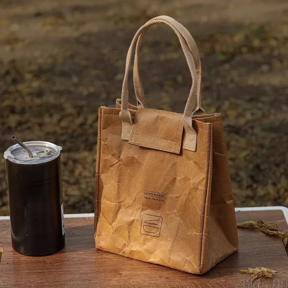

2025 The New Thickened Waterproof Kraft Paper Lunch Box Bag Hot-selling Picnic Bag Tote Bag Office Worker Lunch Bag