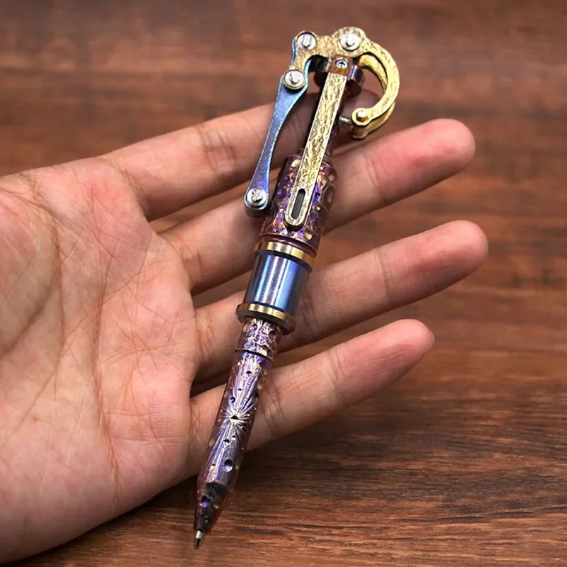 FEGVE Titanium Alloy Ballpoint Pen Outdoor Multifunctional EDC Portable Signature Pen