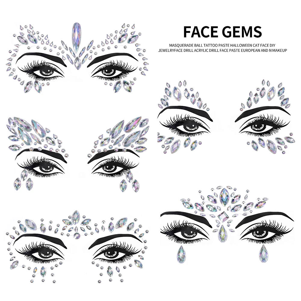 3D Strass Gesicht Aufkleber Festival Party Glitzer Diamant Make-up Schmuck Gesicht Tattoo Aufkleber Kristall Edelsteine Juwelen Gesichtsdekoration – Detail 3