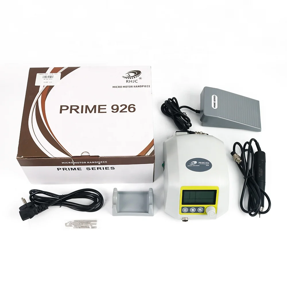 مختبر الأسنان عالي السرعة 60,000 دورة في الدقيقة محركات صغيرة بدون فرش الخزف الأسنان طحن تلميع محرك صغير مع شاشة LCD