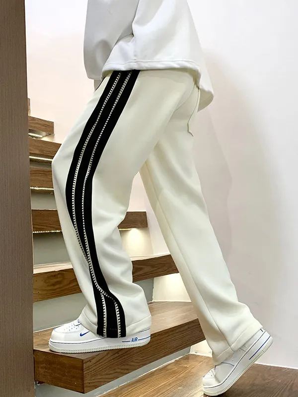 

Men's Thiened Casual Pants Straight Leg Spor Sweatpants Faionable Versatile Loose Fit Autumn Winter Polyester Fiber