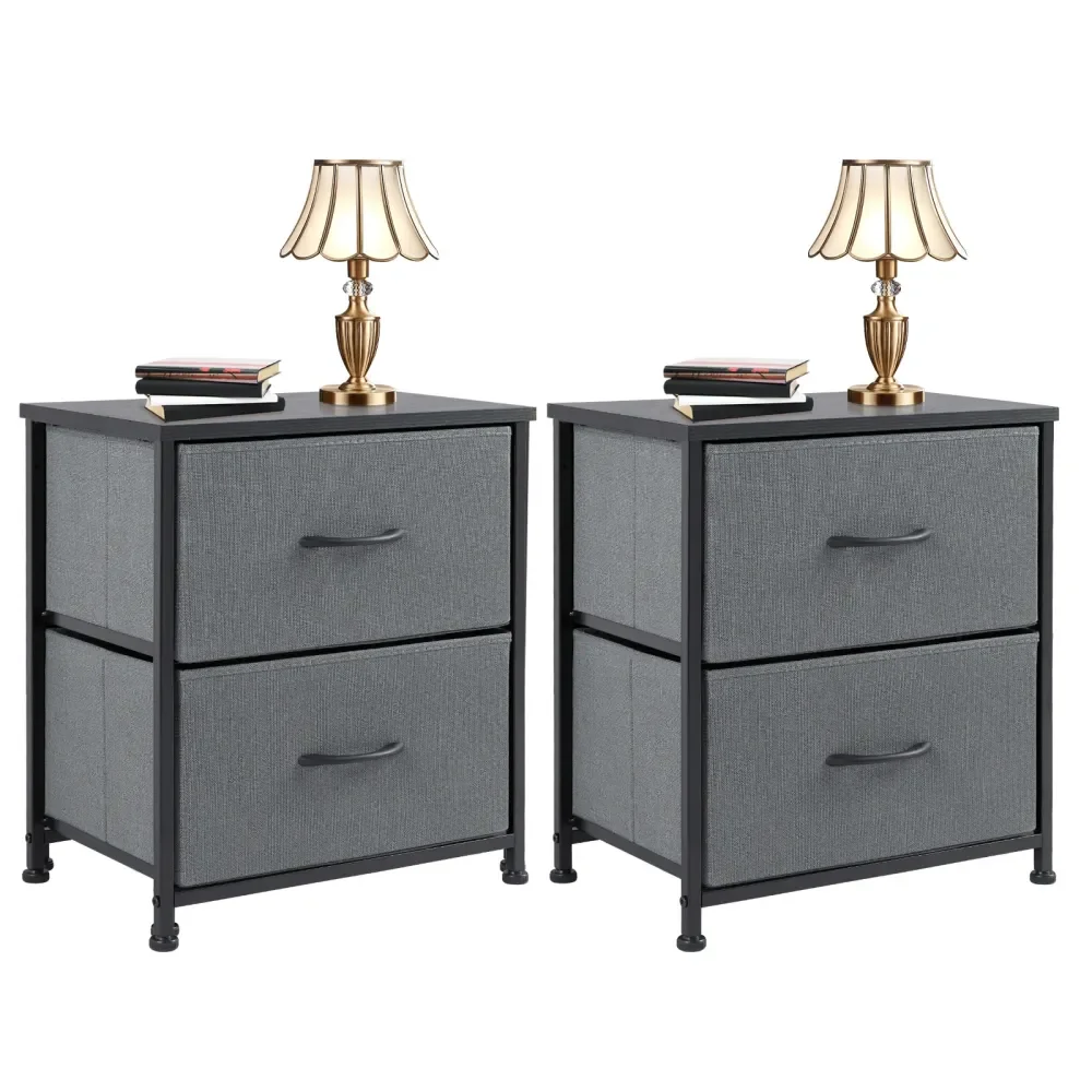 

Wood Metal Storage Dresser 2 FabricDrawer Cabinet