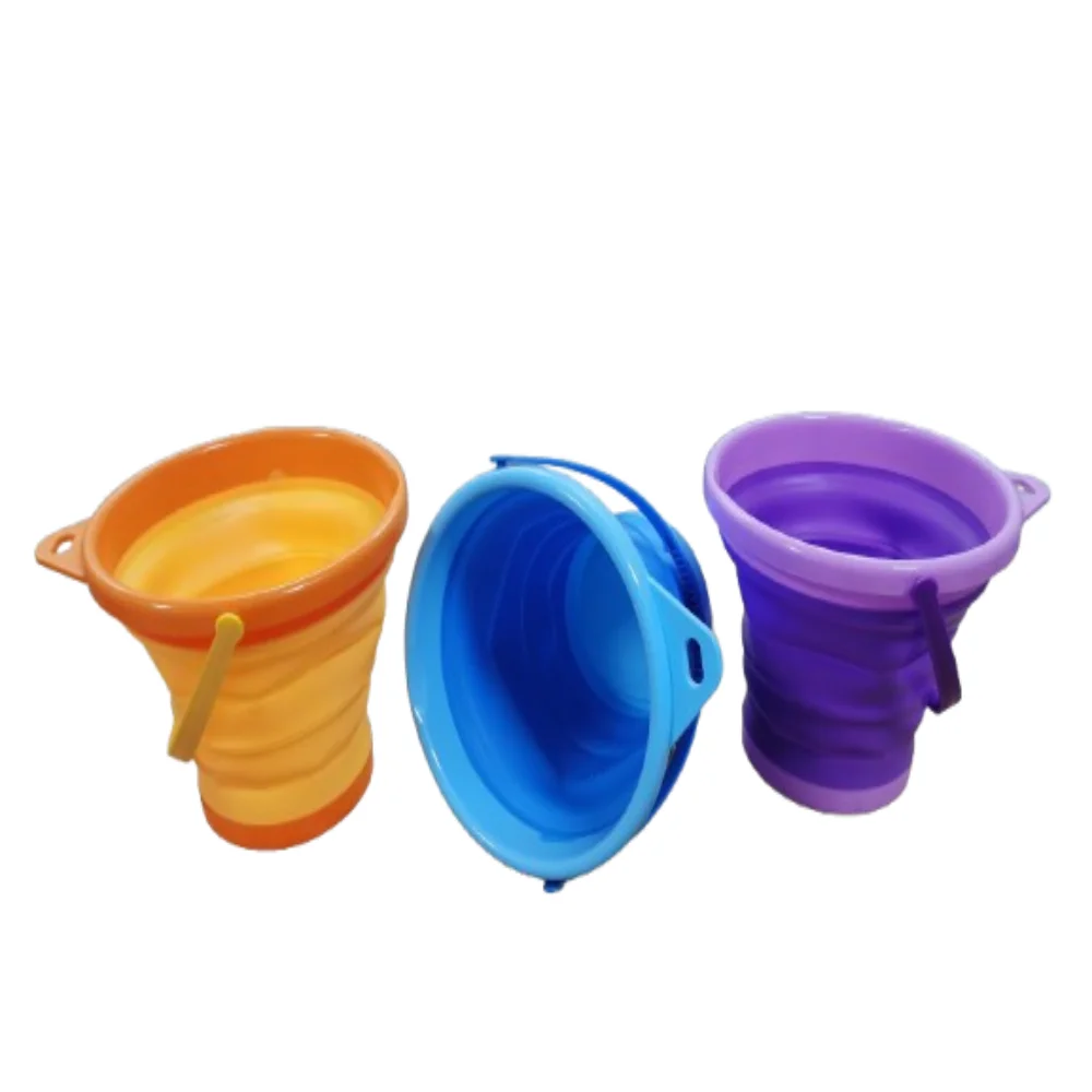 Cubos plegables portátiles para playa, cubo de arena redondo multifuncional, cubo plegable retráctil de plástico para playa, lavado de coches