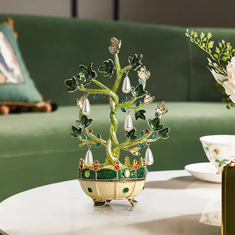 Enamel color fortune tree jewelry box ornament bedroom dresser decoration housewarming gift