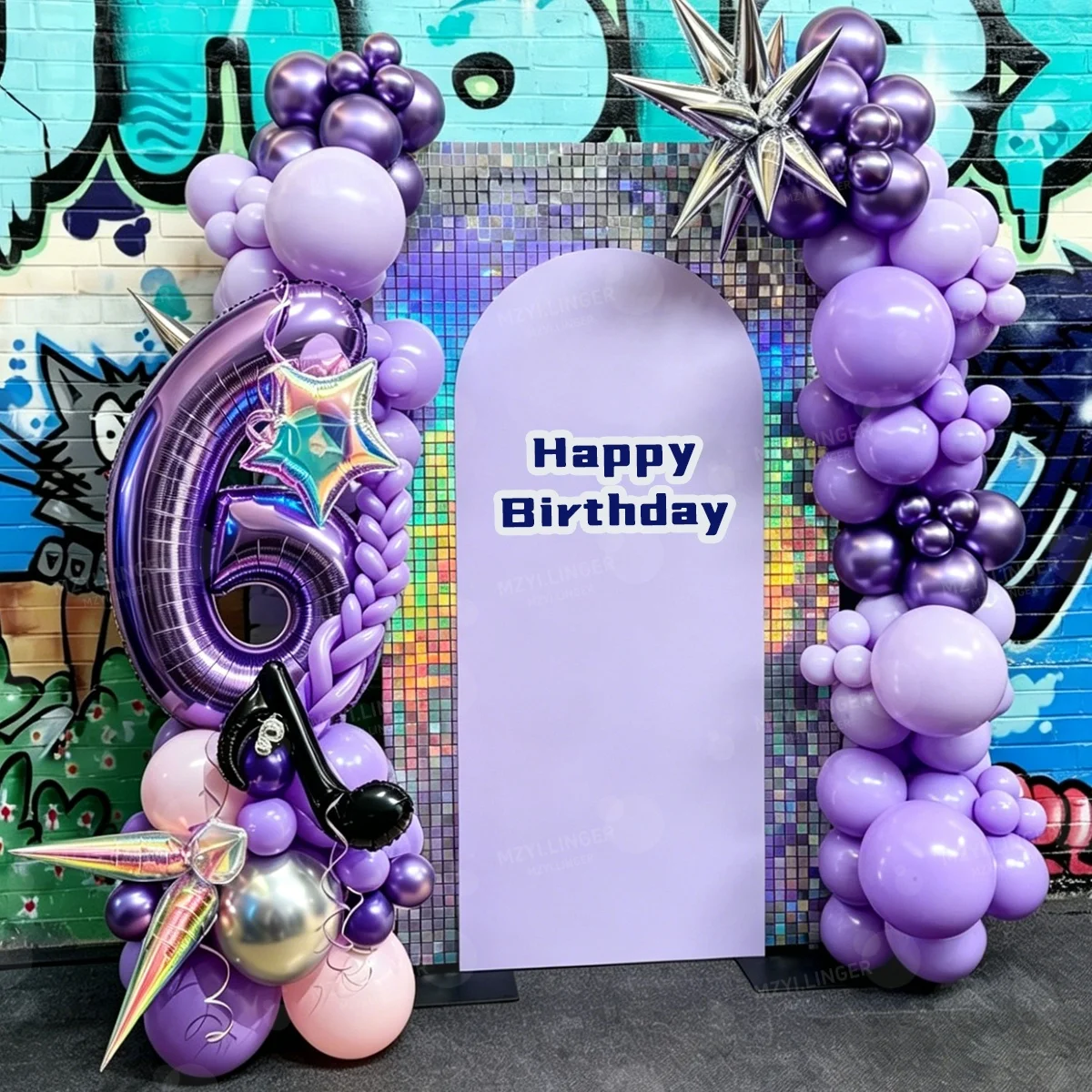 Music Themed Birthday Balloon Column Set, Including Note Balloons for Music Themed Birthday Party Decoration and Disco Theme view 4