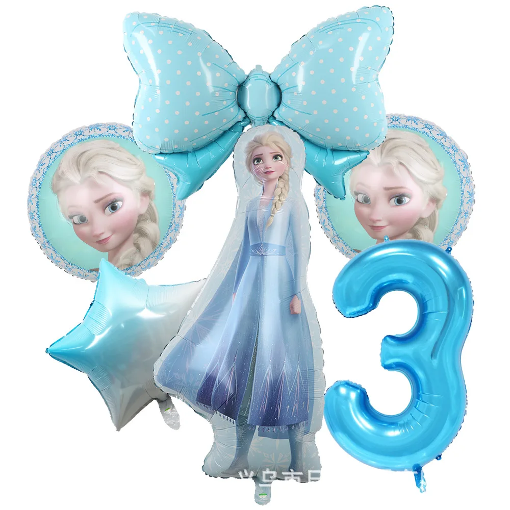 عدد الألومنيوم المجمدة إلسا فيلم كروية DIY بها بنفسك ترتيب عيد ميلاد الطرف بالونات تزيين سلسلة أنيمي كعكة الدائري باقة #4