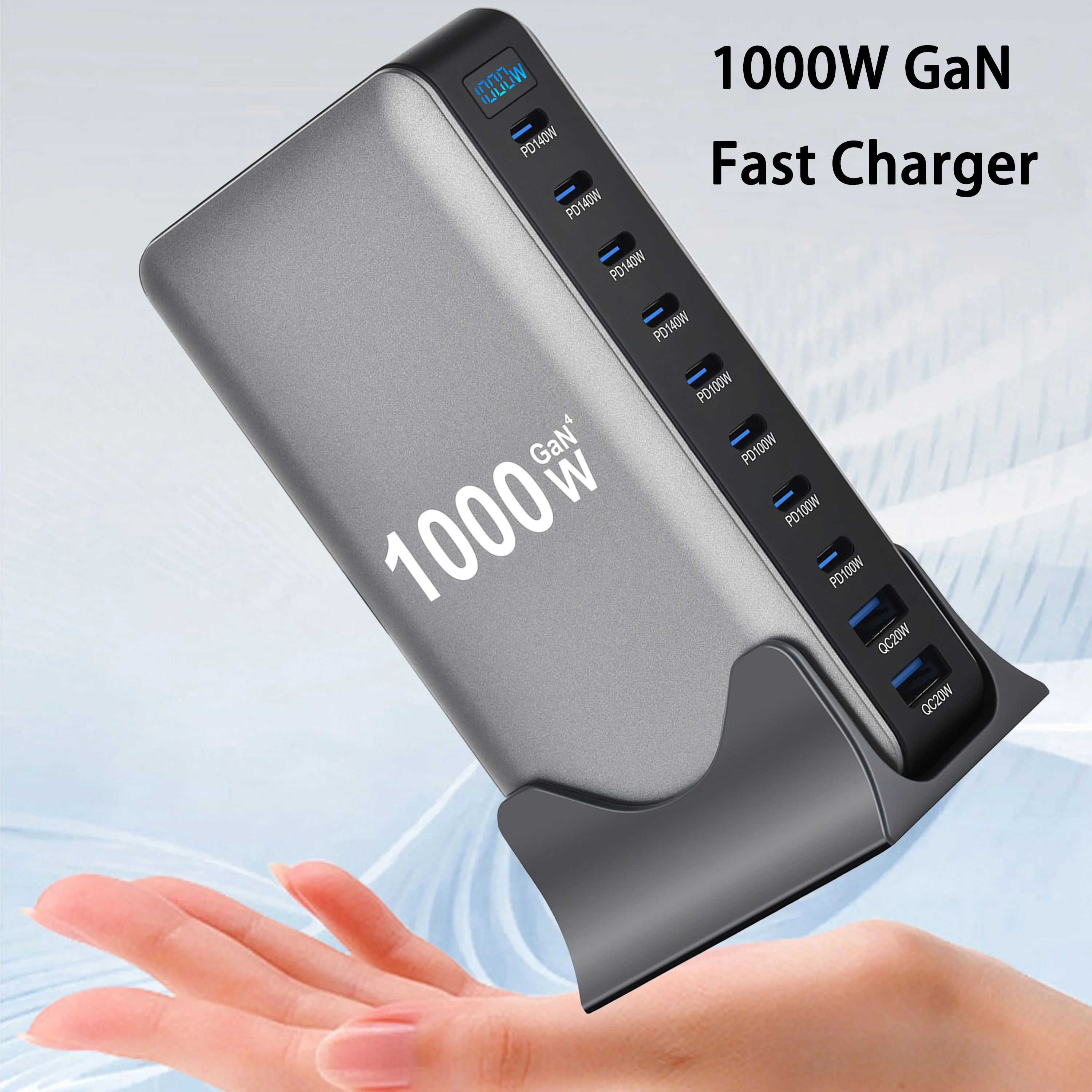 

New 1000W GaN PD3.1 Fast Charger USB Type C 5C3A 10-Port Desktop Charging Station Adapter for Tablets Mobile Phone Dropshipping