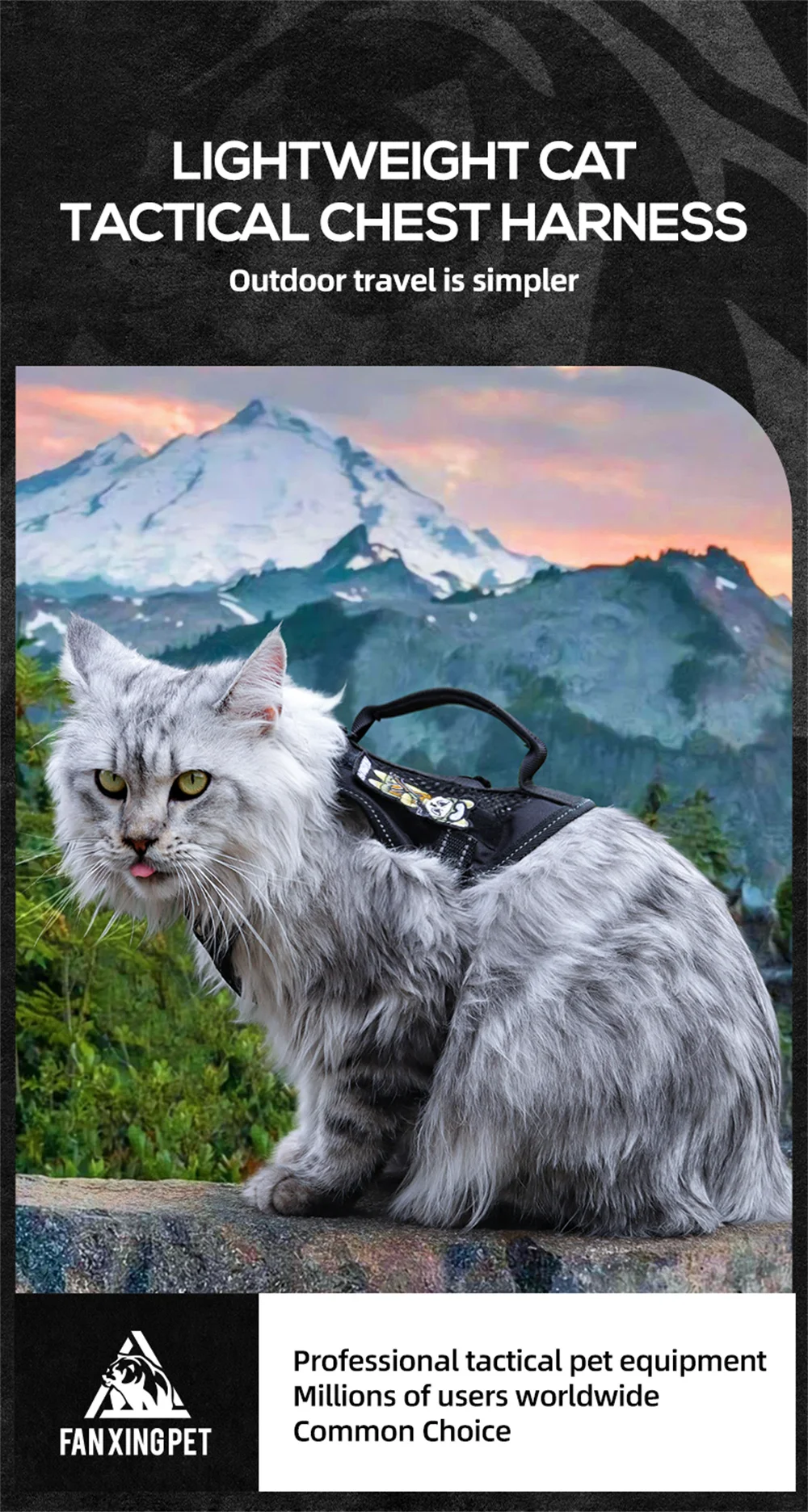Cool Puppy Cat Tactical Harness and Leash Handheld Pet Harnesses for Cats Maine Coon Chinchilla Mascotas Adhesive Accessories
