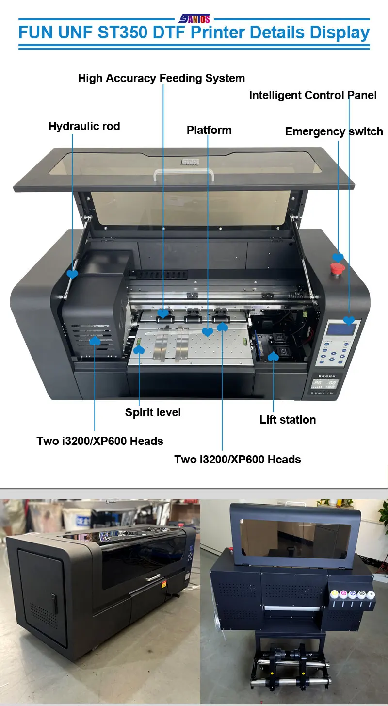 33Cm White Ink Dtf Printer A3 Double Xp600 Heads Dtf Printer Printing Machine For T Shirt Textile Fabric