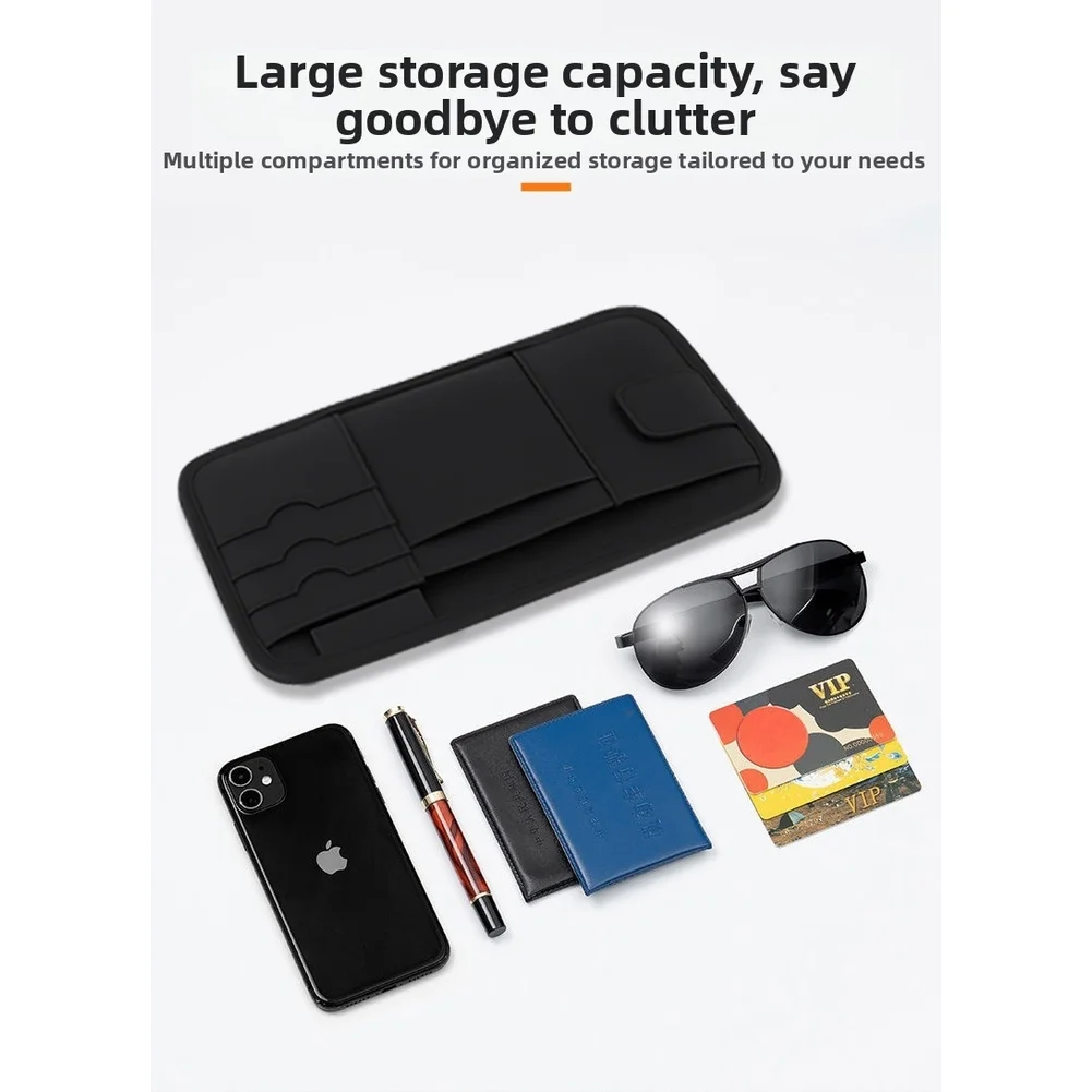 

Leather Car Sun Visor Storage Bag With Glasses Clip Ticket Holder ID Holder Multi-Pocket Pouch Bag Card Glasses Storage Holder
