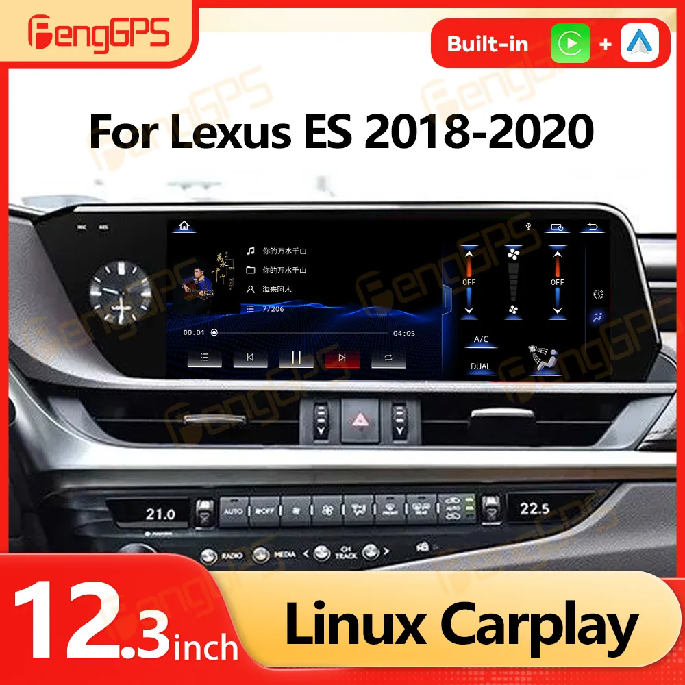 12.3'' LIUNX for Lexus ES 2018 2019 2020 Car Screen Navigation Apple Carplay Car Radio TV DSP GPS Multimedia Stereo BT Host Led