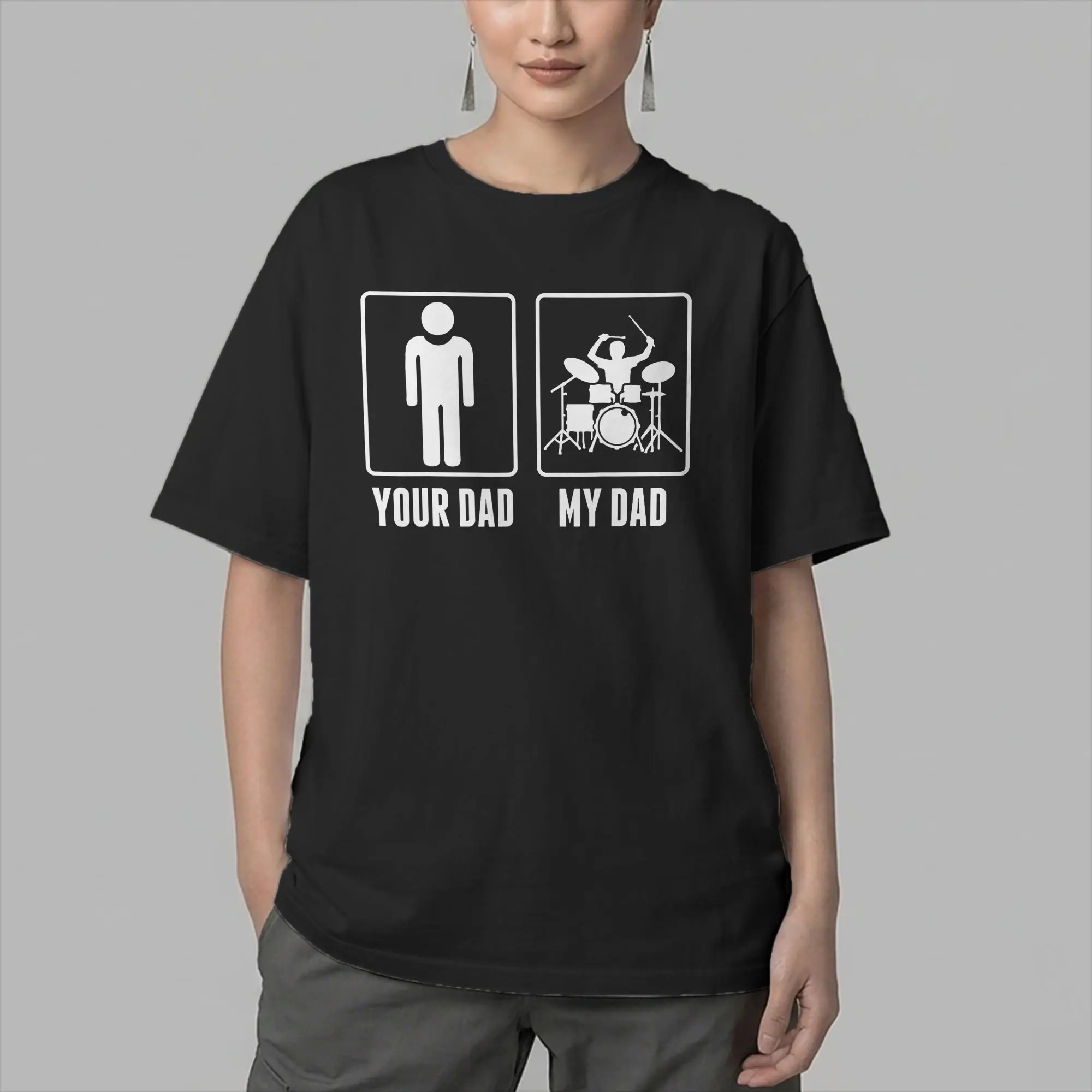 Drummer Drums Your Dad My Dad T-Shirt for Men  Novelty Pure Cotton Tees Round Collar Short Sleeve T Shirt Gift Idea Clothes
