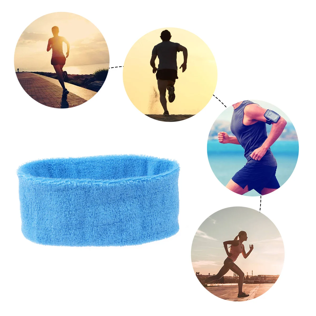 

Yoga Headband Sky Blue Adjustable Cloth Elastic Sports Sweatbands Spa Makeup Wrap Reusable Sports Sweatbands