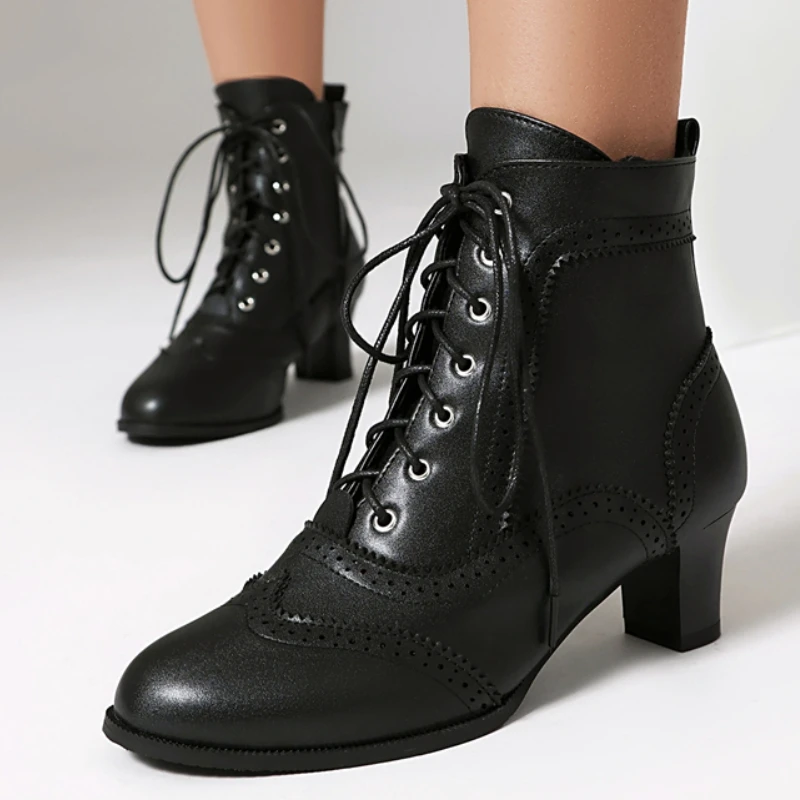 

White Ankle Boots for Women Autumn Black Short Boot Low Heels Party Footwear Shoes Ladies Big Size 48 New 2025 Winter Shoes
