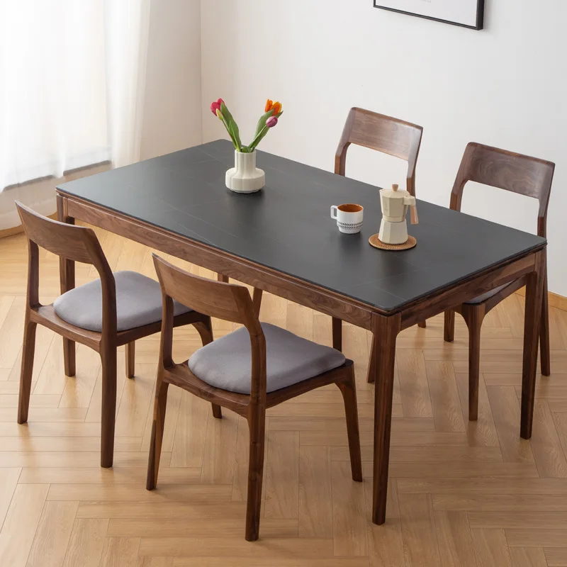 طاولة طعام من خشب الجوز، خشب الكرز، خشب متين، بلوط أحمر، لوح صخري، مقصف