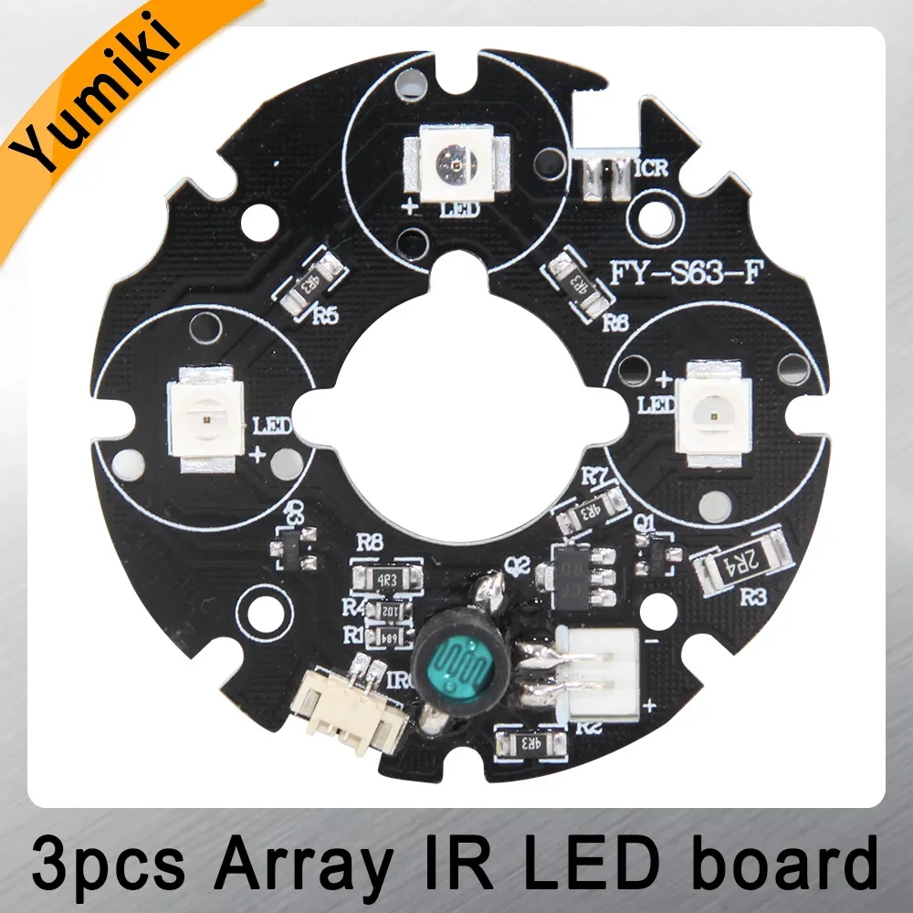 Yumiki 3array IR led Spot Light Infrared 3x IR LED board for CCTV cameras night vision (53mm diameter)