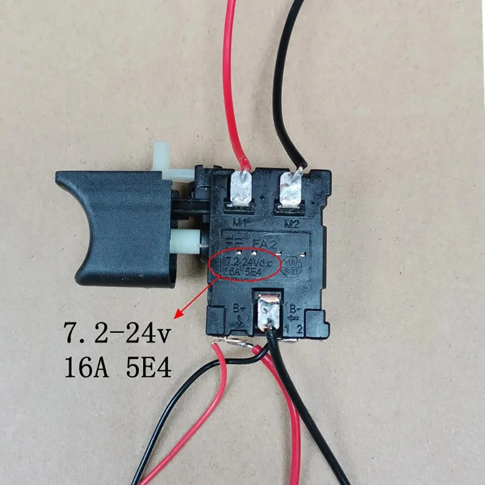 16A FA2-16/1WEK Electric Drill Dustproof Speed Control Push Button Trigger DC 7.2-24V 5E4 Cordless Drill Switch Replacement
