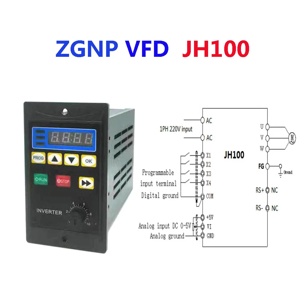 Sterownik prędkości JH100 0,75 kW 1,5 kW 220 V Sterownik silnika ZGNP