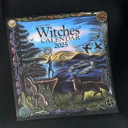 2025 Witch Calendar Creative Fun Illustration Cartoon Wall Calendar Countdown Plan for Living Room Bedroom Decoration Calendar