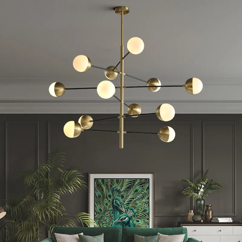 

Minimalist Gold Pendant Lamp For Kitchen Bar Dining table light Designer Replica Ball Lamp Indoor Round glass bubble chandelier