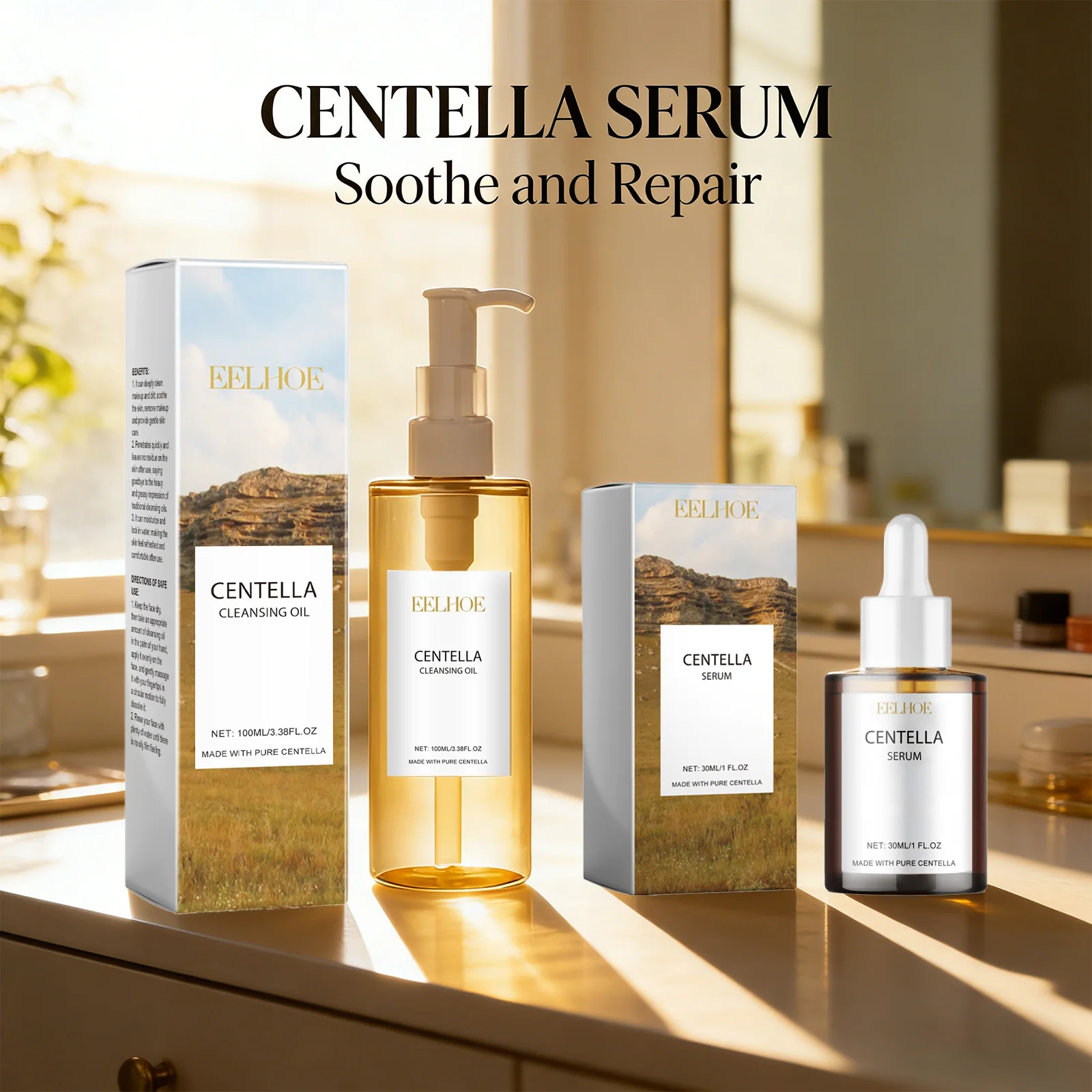 Centella Asiatica Facial Care Kit Cleaning Pores Improve Dry Skin Freshing Lightweight Makeup Remover Oil Moisturizing Essence