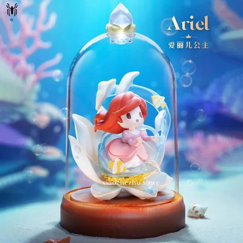 13cm Authentic Disney Princess Glass Flower Shadow Series Blind Box Ariel Handmade Atmosphere Night Light Girl's Birthday And