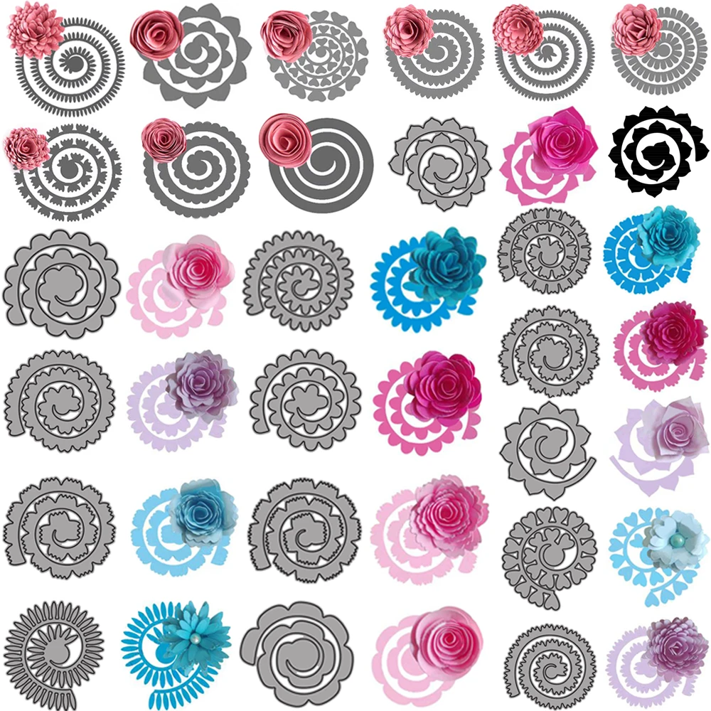 3D Spiral Rolling Flower Garland Metal Cutting Dies For DIY Scrapbooking Decoration Crafts Embossing Paper Card Making New 2023