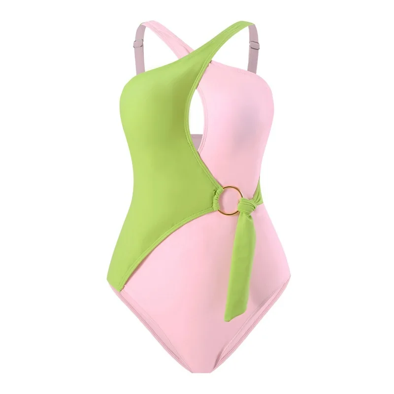 

One-Pieces Bodysuit Beach Wear Breathable Brazilian Contrast Color swimsuit Ruffle Monokini Textured Ribbed One-Piece Swimwear