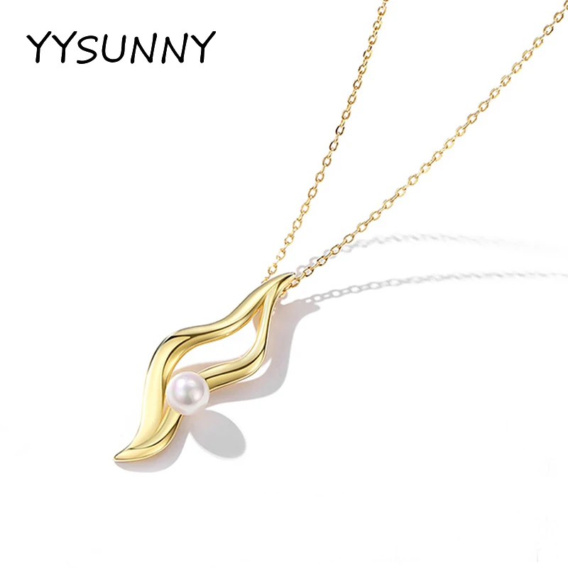 

YYSUNNY Simple S925 Sterling Silver Gold Plated Light Luxury Women's Necklace Inlaid with Freshwater Pearl Fashion Jewelry