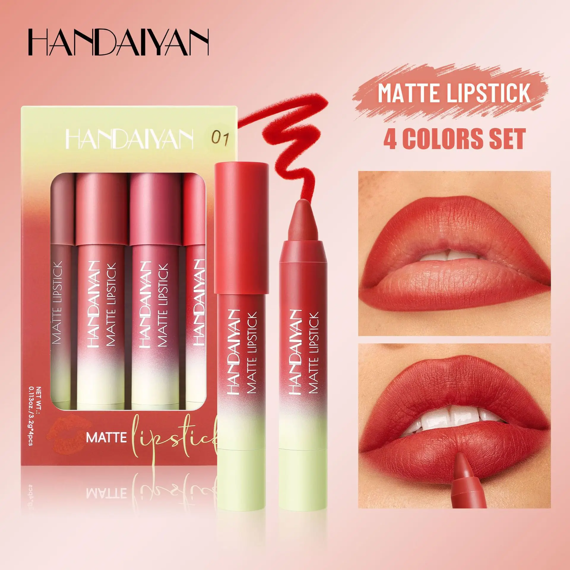 HANDAIYAN Matte Lip Liner Lipstick Waterproof Transfer-resistant Brighten Complexion Precise Lip Outline Definer Makeup Pen